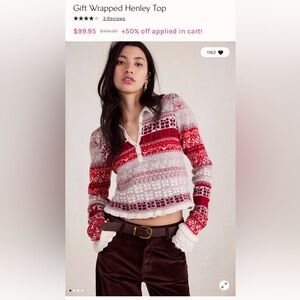Free People Gift Wrapped Henley Top XL